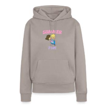 AMUSEMENT D’ÉTÉ - Sweat à capuche Premium bio Femme - taupe - Devant - Julia (174cm)