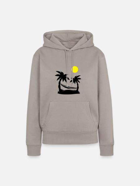 palmen hängematte - Frauen Premium Bio Hoodie - Taupe