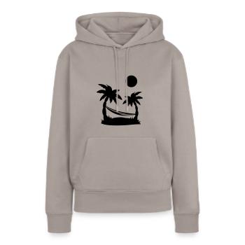palmiers hamacs - Sweat à capuche Premium bio Femme - taupe - Devant - Julia (174cm)