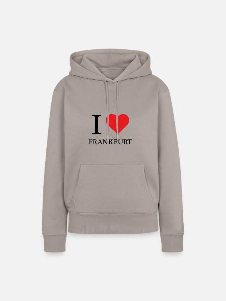 I LOVE FRANKFURT - Frauen Premium Bio Hoodie - Taupe