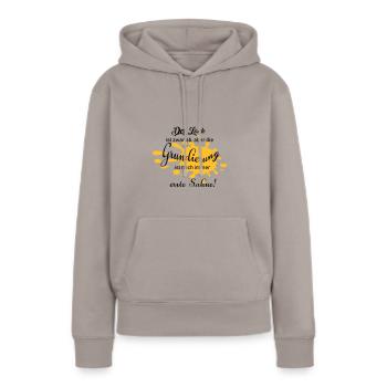 Der Lack ist zwar ab, aber die Grundierung ... - Frauen Premium Bio Hoodie - Taupe - Vorne - Julia (174cm)