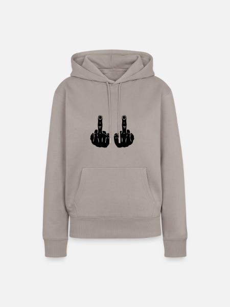 mittelfinger 2 - Frauen Premium Bio Hoodie - Taupe