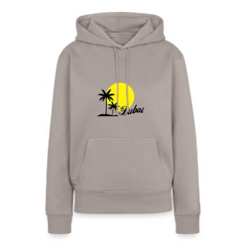 dubaï - Sweat à capuche Premium bio Femme - taupe - Devant - Julia (174cm)