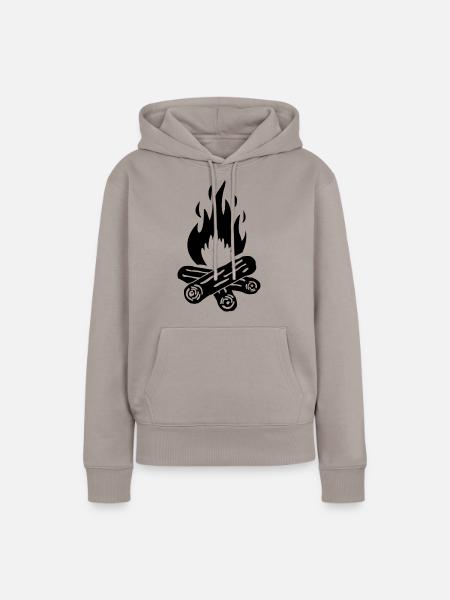 Camping Lagerfeuer - Frauen Premium Bio Hoodie - Taupe