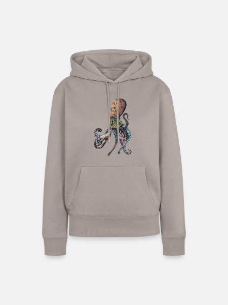 Oktopus Tintenfisch - Frauen Premium Bio Hoodie - Taupe