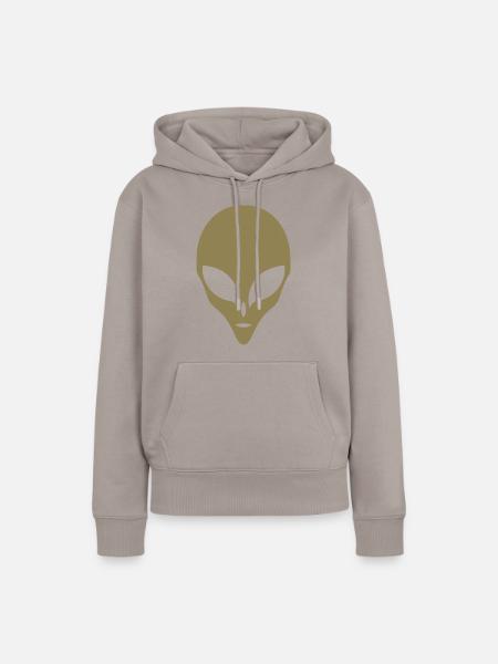 Alien Silhouette Kopf Gesicht - Frauen Premium Bio Hoodie - Taupe