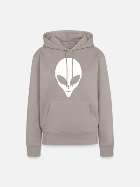 Alien Silhouette Kopf Gesicht - Frauen Premium Bio Hoodie - Taupe
