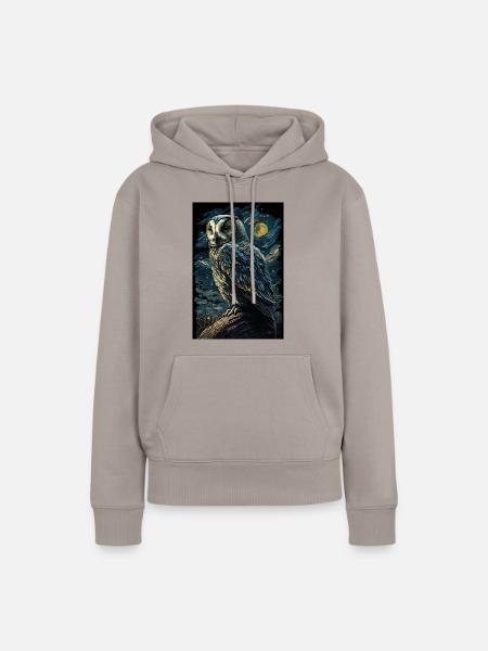Eule - Frauen Premium Bio Hoodie - Taupe