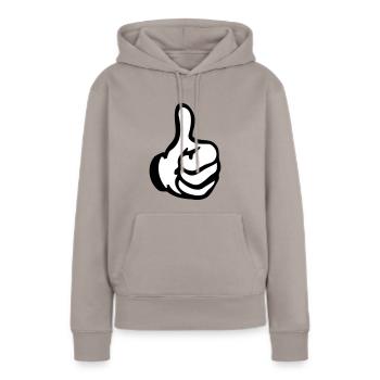 comme la main - Sweat à capuche Premium bio Femme - taupe - Devant - Julia (174cm)