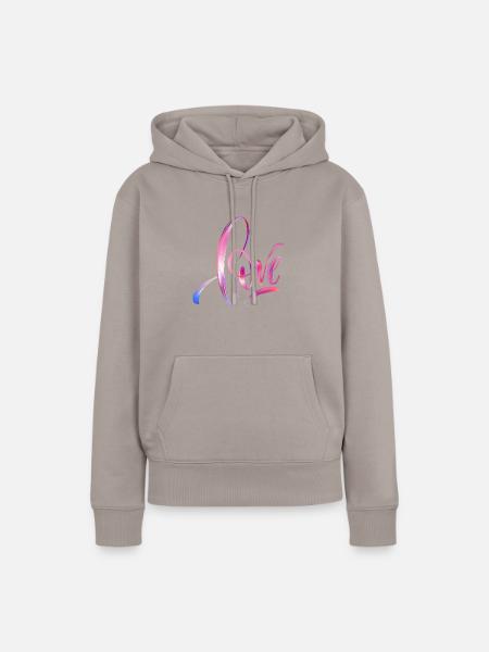 Love - Frauen Premium Bio Hoodie - Taupe