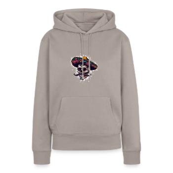 Crâne Mexicain Sombrero - Sweat à capuche Premium bio Femme - taupe - Devant - Julia (174cm)