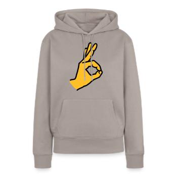 Doigt - Sweat à capuche Premium bio Femme - taupe - Devant - Julia (174cm)