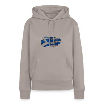 Je suis libre - Sweat à capuche Premium bio Femme - taupe - Devant - Julia (174cm)