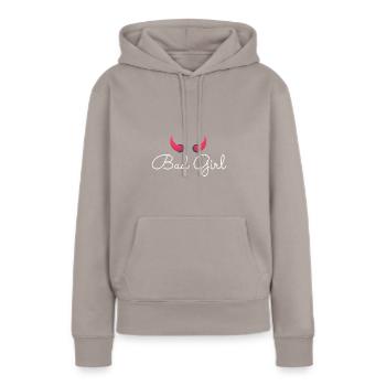 Bad Girl - Sweat à capuche Premium bio Femme - taupe - Devant - Julia (174cm)