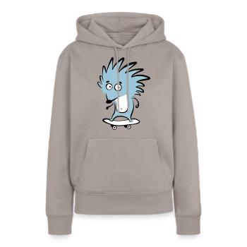 Skate-hérisson "Knut H. Heckmann" - Sweat à capuche Premium bio Femme - taupe - Devant - Julia (174cm)