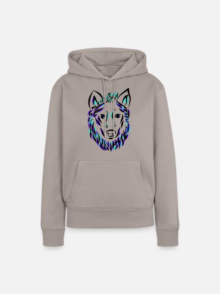 Wolf Hund Wolfskopf - Frauen Premium Bio Hoodie - Taupe