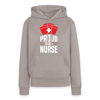 Proud to be a Nurse Nurse Gift - Women’s Premium Organic Hoodie - taupe - Front - Julia (174cm)
