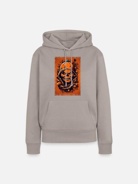 Halloween Sensenmann & Kürbis - Dunkle - Frauen Premium Bio Hoodie - Taupe