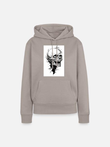 Gruesliger Skelettkopf - Frauen Premium Bio Hoodie - Taupe