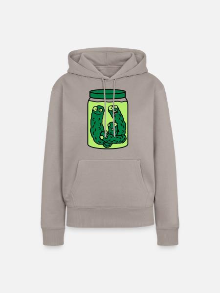 Funny Cucumber Preserving Jar - Frauen Premium Bio Hoodie - Taupe