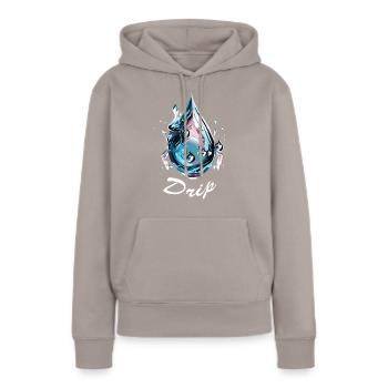Goutte d’eau chromée - Sweat à capuche Premium bio Femme - taupe - Devant - Julia (174cm)