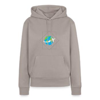 Voyage - Voyage - Sweat à capuche Premium bio Femme - taupe - Devant - Julia (174cm)