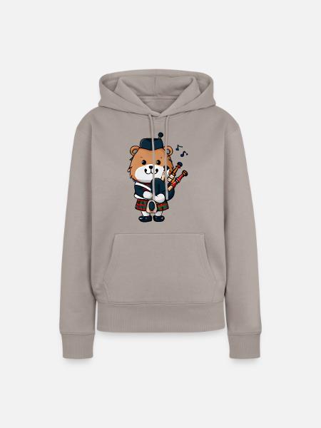 Schottischer Dudelsack-Bär - Frauen Premium Bio Hoodie - Taupe