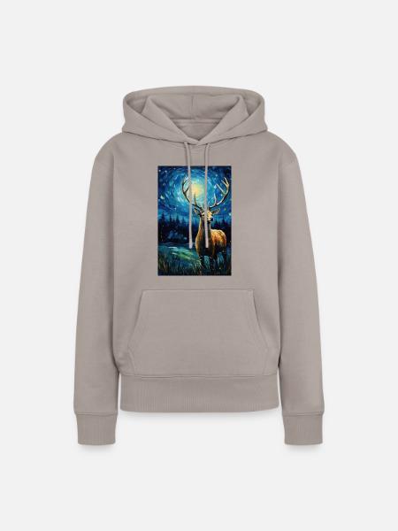 Hirsch - Frauen Premium Bio Hoodie - Taupe
