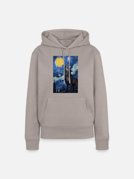 Wolf - Frauen Premium Bio Hoodie - Taupe