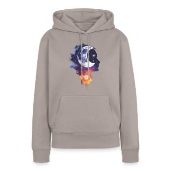 Ätherische Glückseligkeit - Frauen Premium Bio Hoodie - Taupe - Vorne - Julia (174cm)