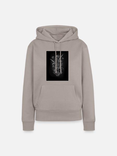 Skull Bouquet - Frauen Premium Bio Hoodie - Taupe