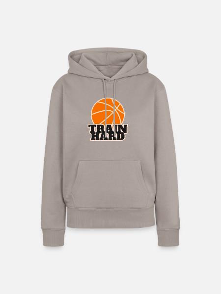 Train Hard Basketball - Frauen Premium Bio Hoodie - Taupe