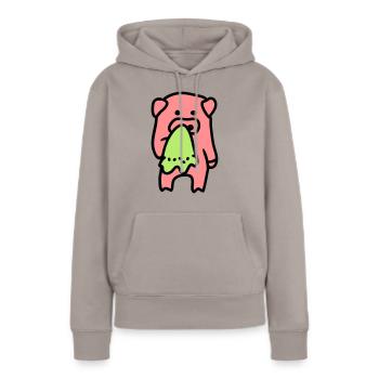 Schwein traurig / krank 3 - Frauen Premium Bio Hoodie - Taupe - Vorne - Julia (174cm)