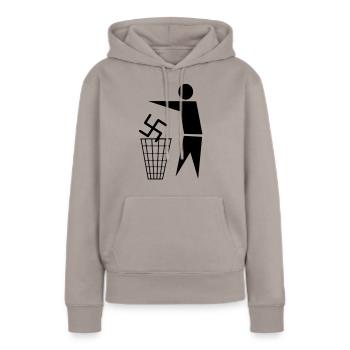 Racism sucks - Sweat à capuche Premium bio Femme - taupe - Devant - Julia (174cm)