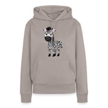 Zèbre avec de grands yeux écarquillés - Sweat à capuche Premium bio Femme - taupe - Devant - Julia (174cm)