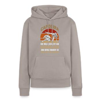 Capoeira, volonté, courage et persévérance. - Sweat à capuche Premium bio Femme - taupe - Devant - Julia (174cm)