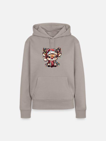 "Festive Fawn Lights" - Frauen Premium Bio Hoodie - Taupe