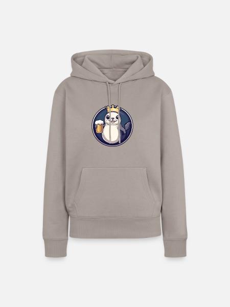 Robbe Tier Bier - Frauen Premium Bio Hoodie - Taupe