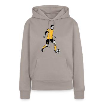 Soccer - Sweat à capuche Premium bio Femme - taupe - Devant - Julia (174cm)