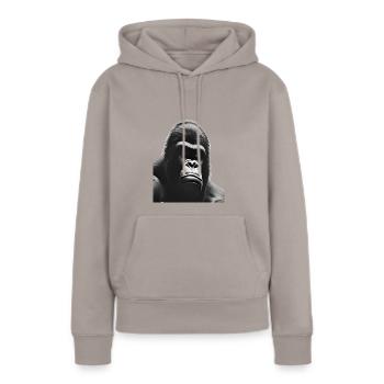 Gorille à dos argenté - Sweat à capuche Premium bio Femme - taupe - Devant - Julia (174cm)