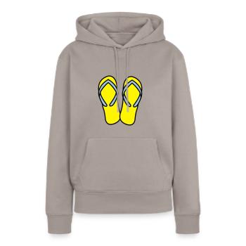 tongs 02 - Sweat à capuche Premium bio Femme - taupe - Devant - Julia (174cm)