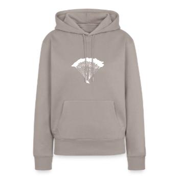 Parachutiste en silhouette nuageuse - Sweat à capuche Premium bio Femme - taupe - Devant - Julia (174cm)
