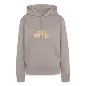 Berlin Brandenburger Tor - Frauen Premium Bio Hoodie - Taupe - Vorne - Julia (174cm)