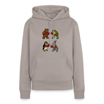 ours grenouille pingouin lapin boxe combat de ring de boxe - Sweat à capuche Premium bio Femme - taupe - Devant - Julia (174cm)