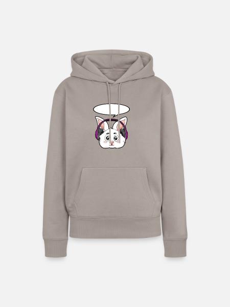 Hase mit Kopfhörer - Frauen Premium Bio Hoodie - Taupe