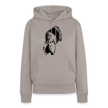 chef indien tattoo usa american natvive sioux - Sweat à capuche Premium bio Femme - taupe - Devant - Julia (174cm)