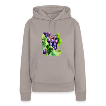 Raisins sur une vigne - Sweat à capuche Premium bio Femme - taupe - Devant - Julia (174cm)
