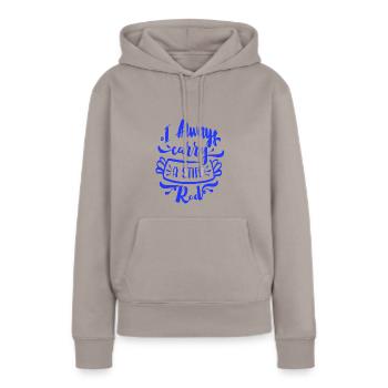 Ich trage immer einen steifen Stab dabei - Frauen Premium Bio Hoodie - Taupe - Vorne - Julia (174cm)