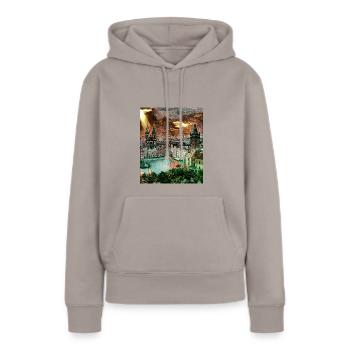 Prague, République tchèque, Europe - Sweat à capuche Premium bio Femme - taupe - Devant - Julia (174cm)