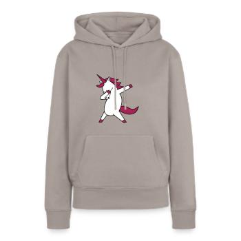tamponner la licorne - Sweat à capuche Premium bio Femme - taupe - Devant - Julia (174cm)